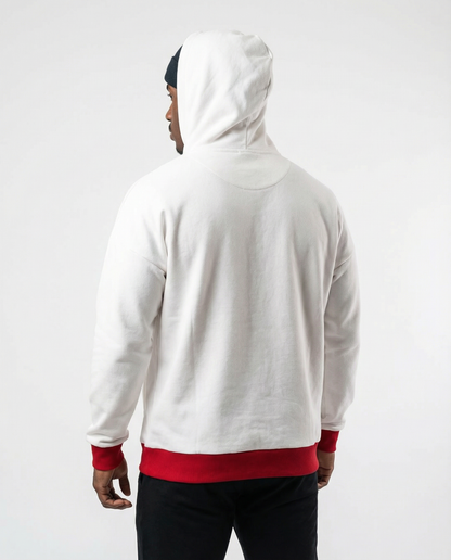 Sweat à Capuche Maroc Unisexe – Blanc & Rouge – Collection Officielle