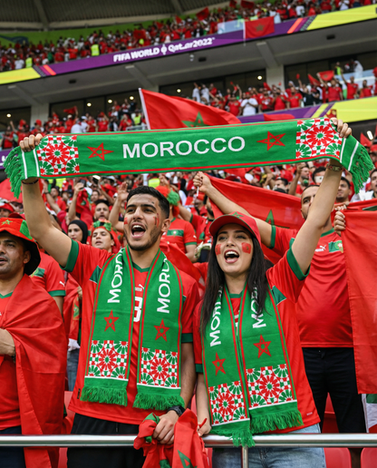 Écharpe Maroc Tricotée Drapeau et Zellige | Rouge | Vert | Blanc