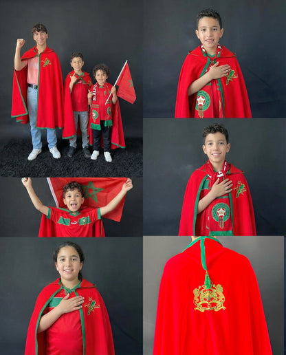 🇲🇦 Capes Enfants : Royale Premium – Édition Maroc Traditionnel Brodée 3 à 14 Ans 🇲🇦