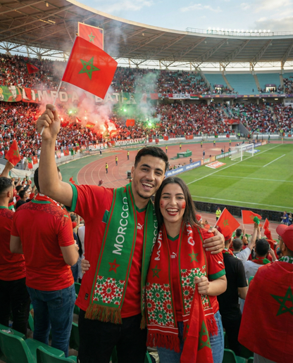 Écharpe Maroc Tricotée Drapeau et Zellige | Rouge | Vert | Blanc