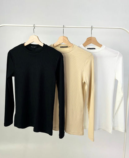 Le Pack Trio Premium : Noir, Blanc & Beige | Pack 3 Pulls Nervurés Femme