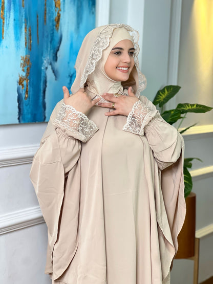 Ensemble Abaya 3 Pièces de Prière et Sortie - Tissu Crêpe de Soie Premium