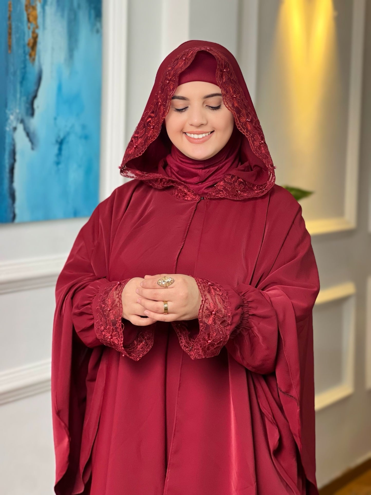 Ensemble Abaya 3 Pièces de Prière et Sortie - Tissu Crêpe de Soie Premium