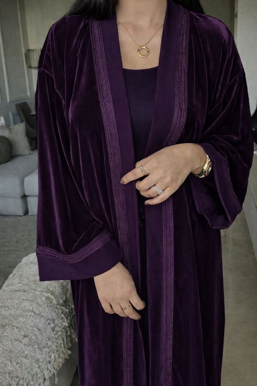 Kimono Femme en Velours Chic - Veste Marocaine avec Sfifa