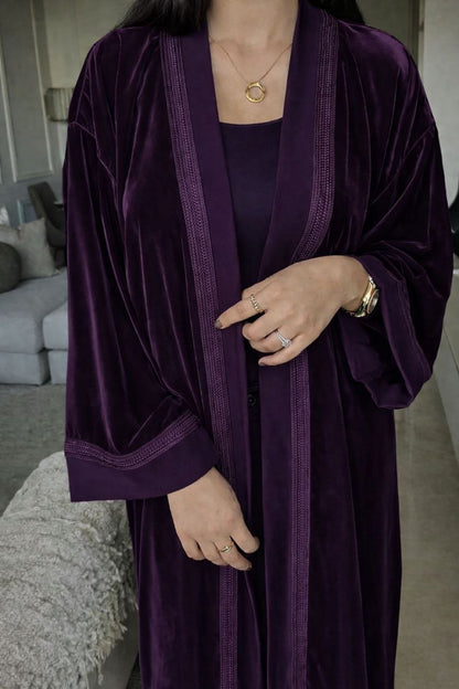 Kimono Femme en Velours Chic - Veste Marocaine avec Sfifa