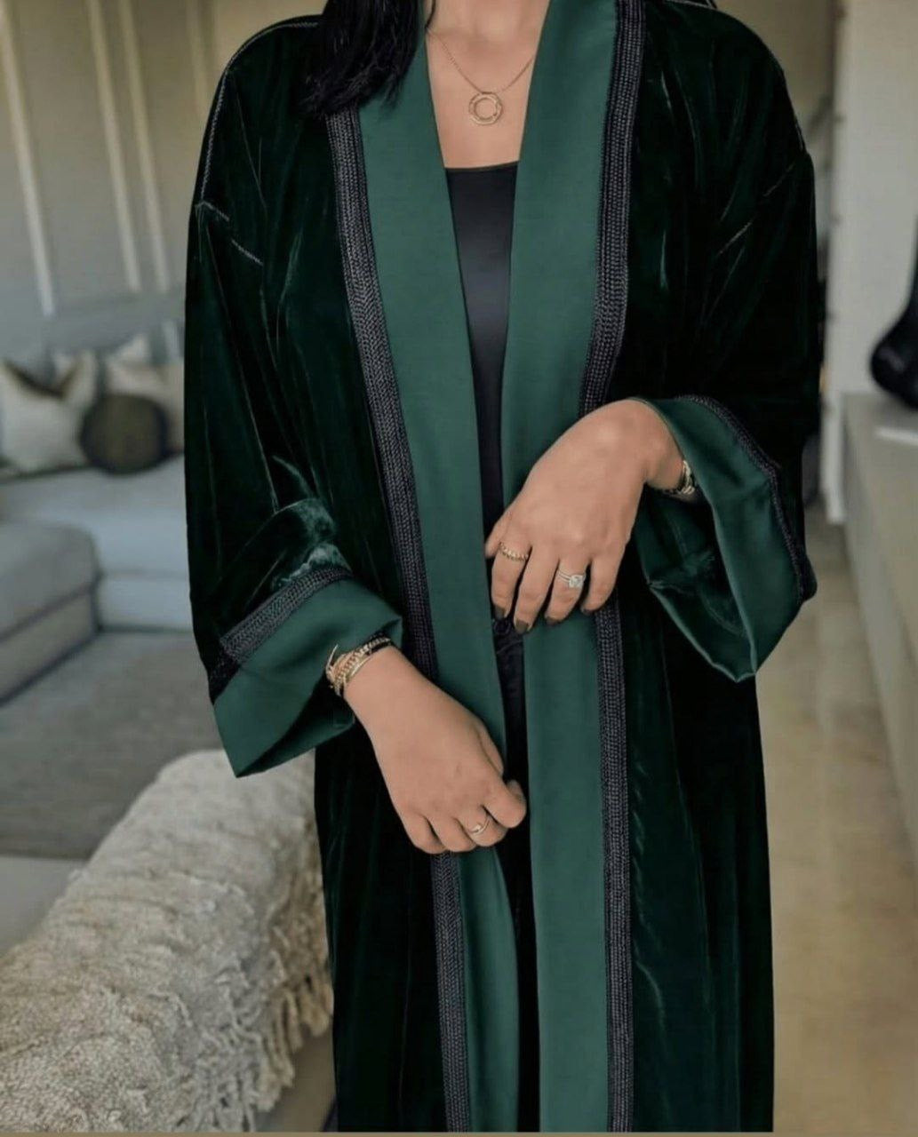 Kimono Femme en Velours Chic - Veste Marocaine avec Sfifa