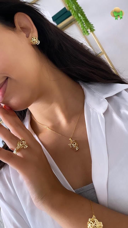 💎 Parure Bijoux Panthère Or Acier Inoxydable | Ensemble Collier, Bague, Boucles d'oreilles & Bracelet