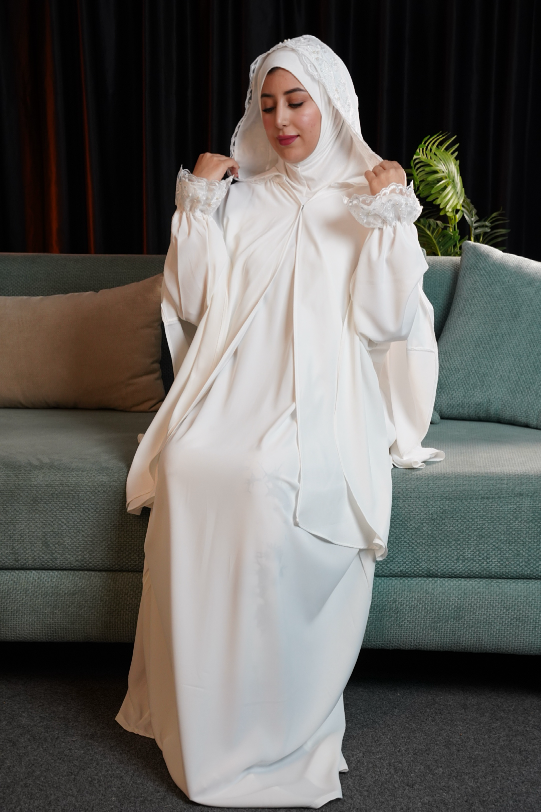Ensemble Abaya 3 Pièces de Prière et Sortie - Tissu Crêpe de Soie Premium