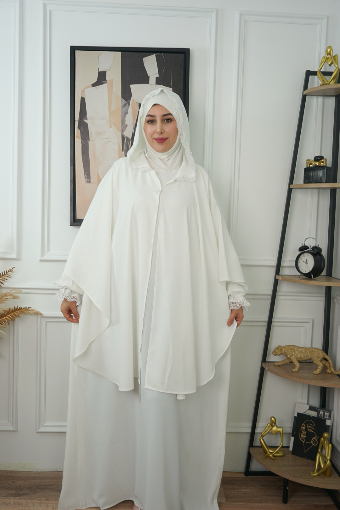 Ensemble Abaya 3 Pièces de Prière et Sortie - Tissu Crêpe de Soie Premium