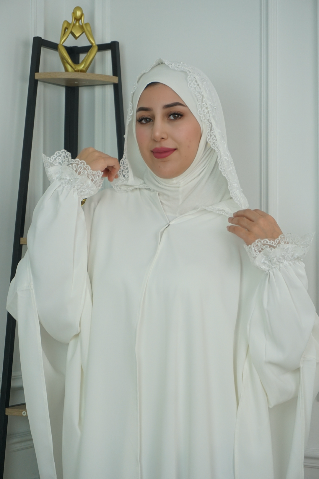 Ensemble Abaya 3 Pièces de Prière et Sortie - Tissu Crêpe de Soie Premium