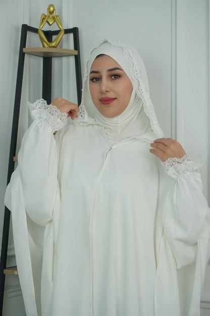 Ensemble Abaya 3 Pièces de Prière et Sortie - Tissu Crêpe de Soie Premium