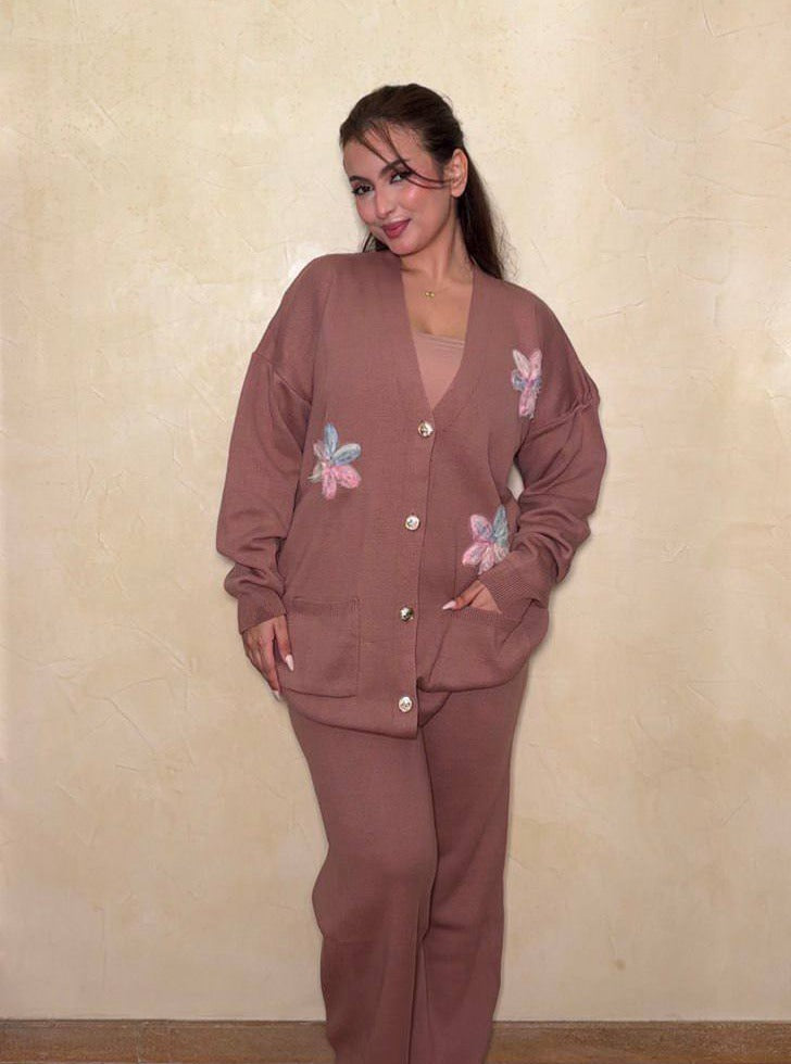 Ensemble Tricot Fleuri Premium – 2 Pièces