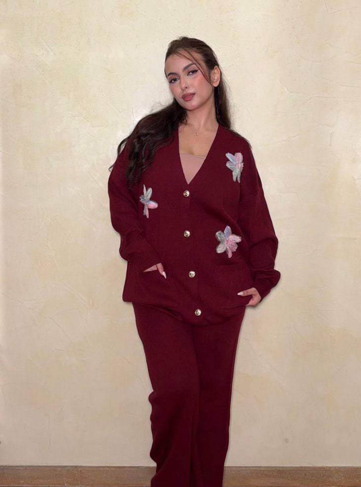 Ensemble Tricot Fleuri Premium – 2 Pièces