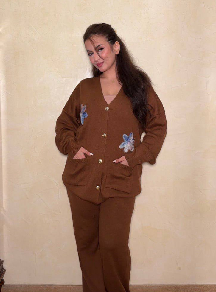 Ensemble Tricot Fleuri Premium – 2 Pièces