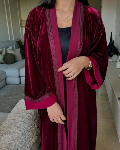 Kimono Femme en Velours Chic - Veste Marocaine avec Sfifa