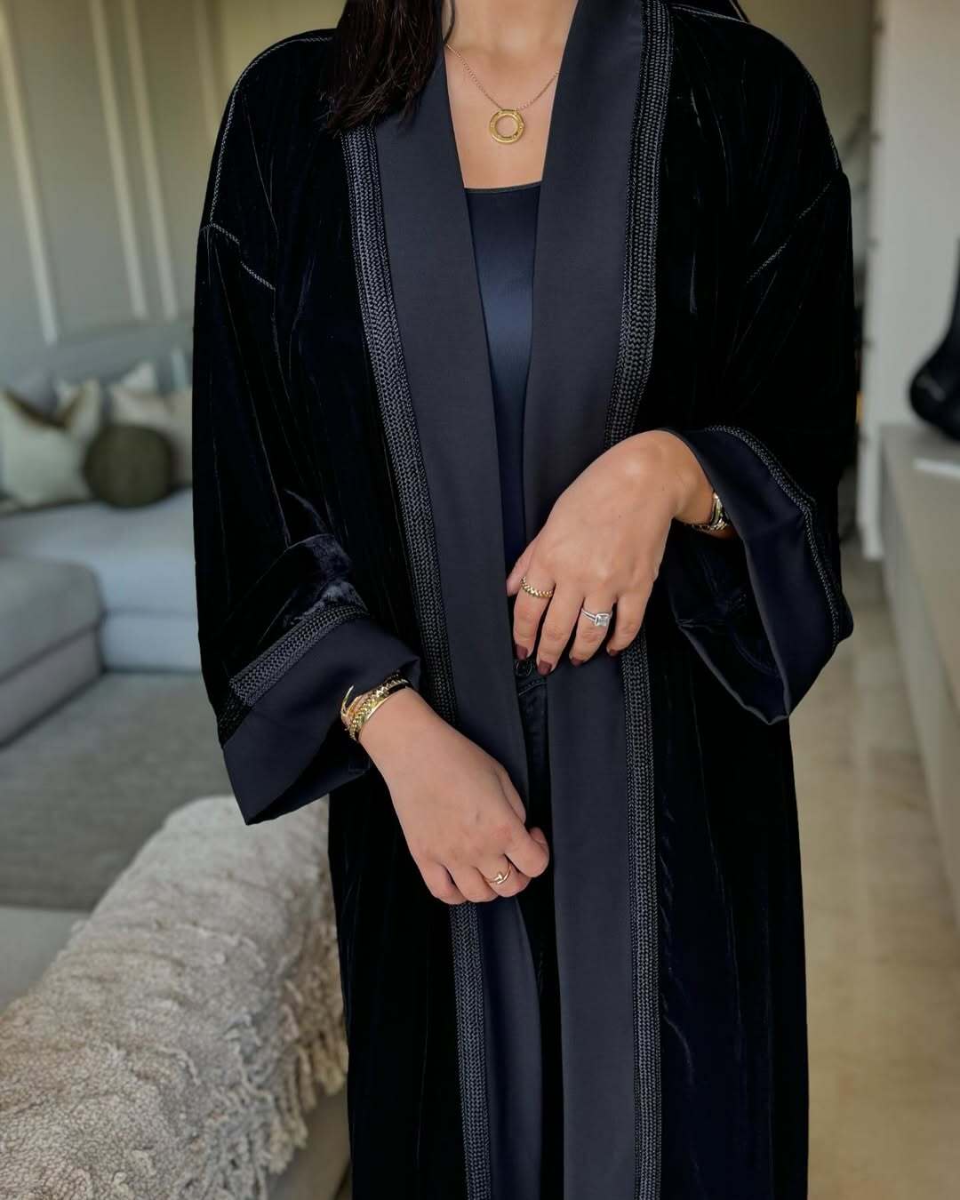 Kimono Femme en Velours Chic - Veste Marocaine avec Sfifa